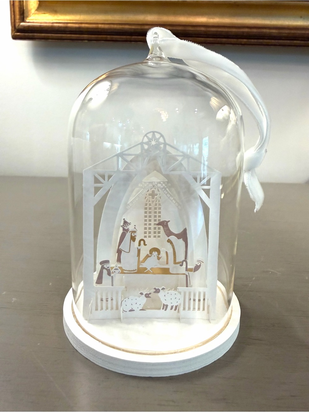 Hallmark SIGNATURE Ornament Paper Nativity Glass Cloche Manger Christmas